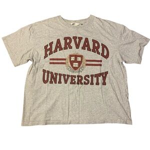 H&M Harvard University Graphic Tee - Grey Melange - Size Medium